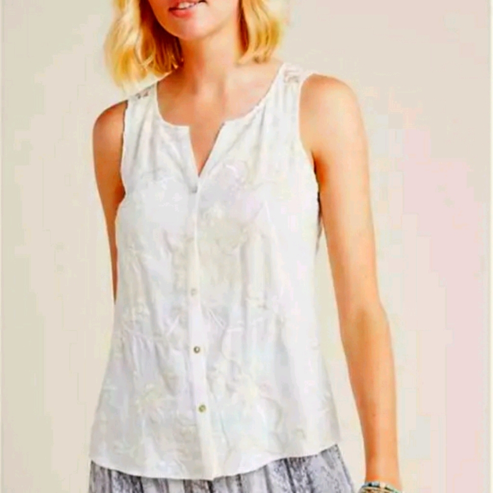 Anthropologie Amarissa Embroidered Lace Blouse L